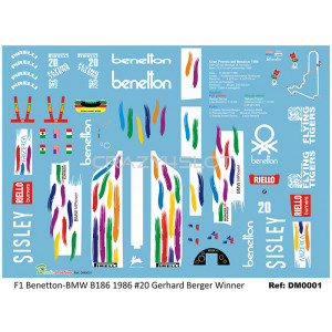 Decals F1 Benetton-BMW B186 G.Berger n.20