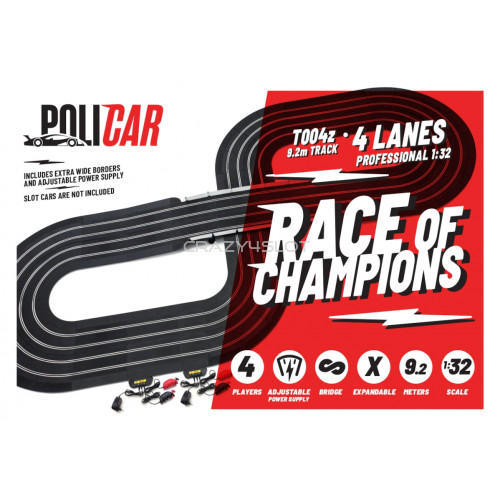 Pista Elettrica Policar Starter Set Race of Champions 9,2 metri a 4 Corsie Pista Elettrica Policar Starter Set Race of Champions 9,2 metri a 4 Corsie